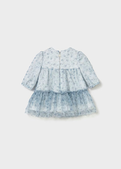 Vestido tul azul mineral