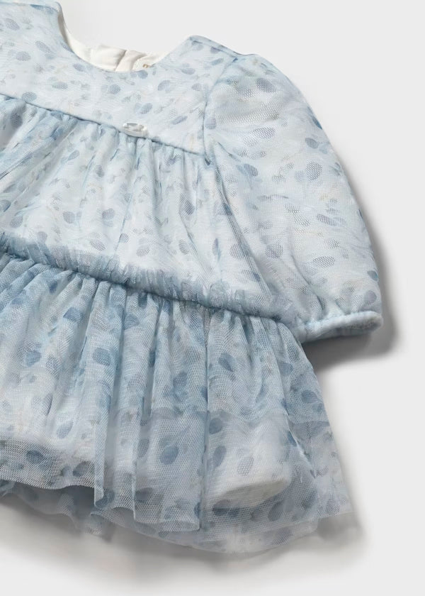 Vestido tul azul mineral