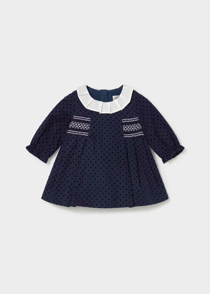 vestido puntos color navy