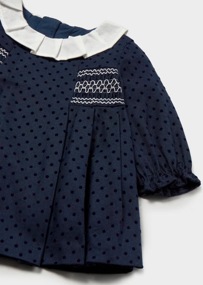 vestido puntos color navy