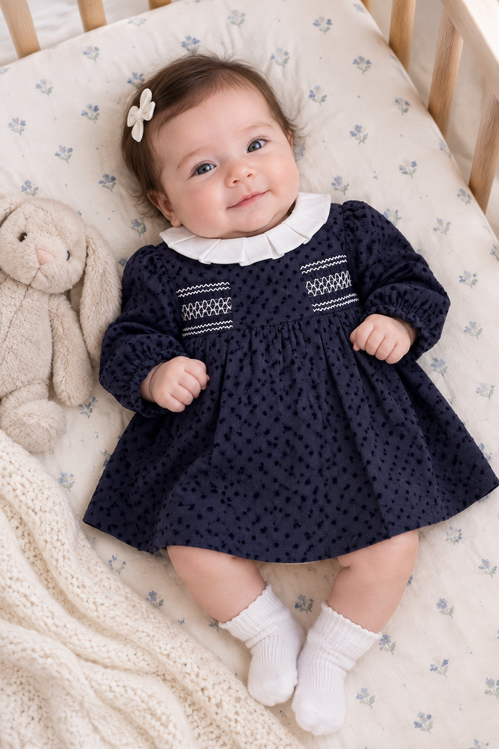 vestido puntos color navy