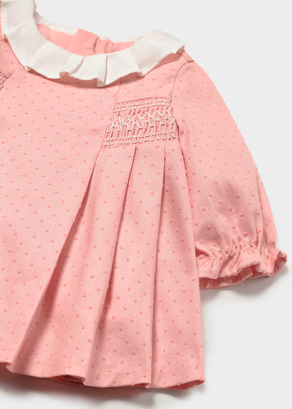 vestido puntos color rosa baby