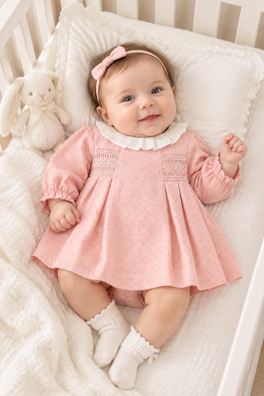 vestido puntos color rosa baby