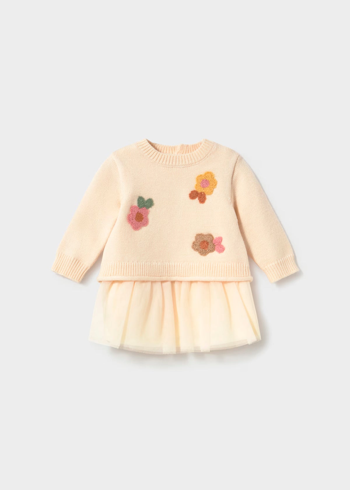 vestido tricot flores con sueter