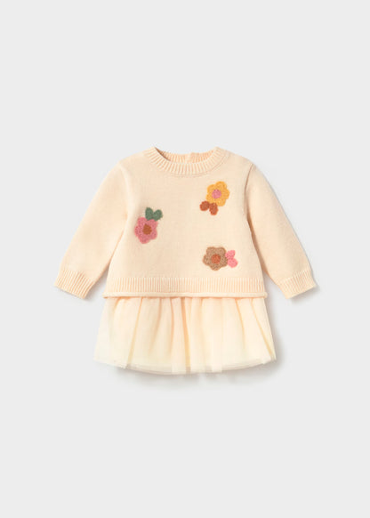 vestido tricot flores con sueter