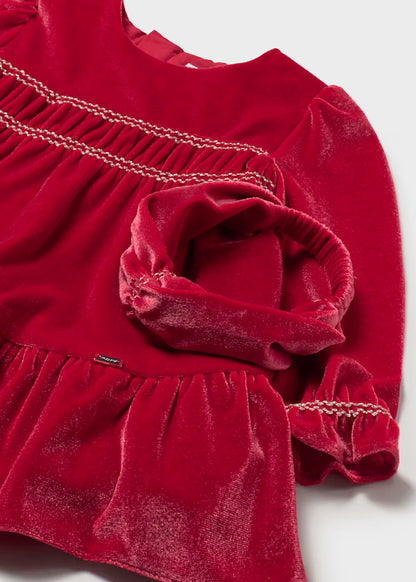Vestido terciopelo rojo con diadema
