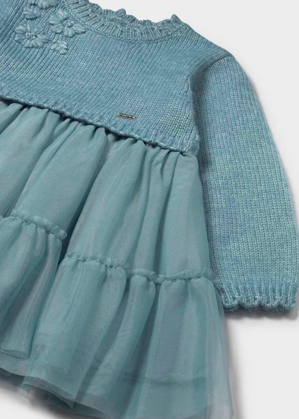 Vestido combinado tricot blue bell