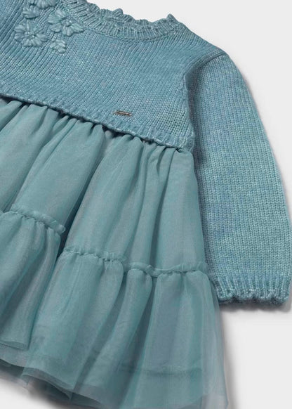 Vestido combinado tricot blue bell