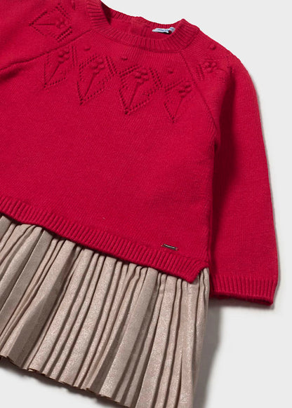 Vestido combinado tricot Rojo