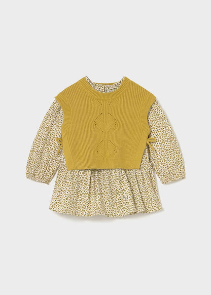 Vestido con chaleco Verde Aceite