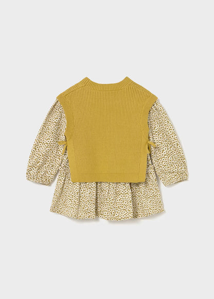 Vestido con chaleco Verde Aceite