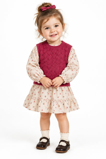 Vestido pétalo con chaleco