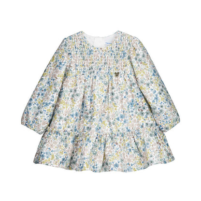 Vestido terciopelo estampado flores anis