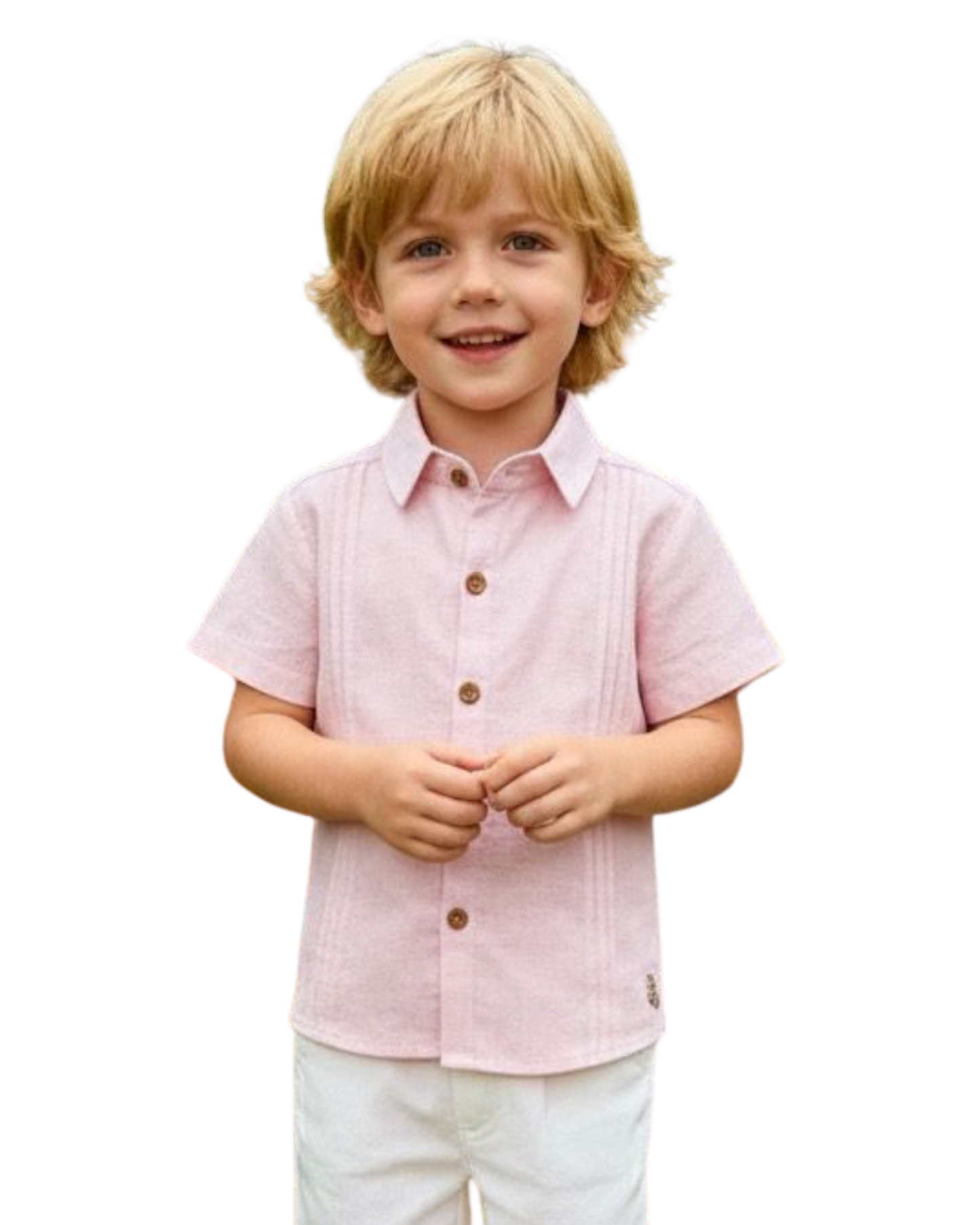 Guayabera de lino rosa