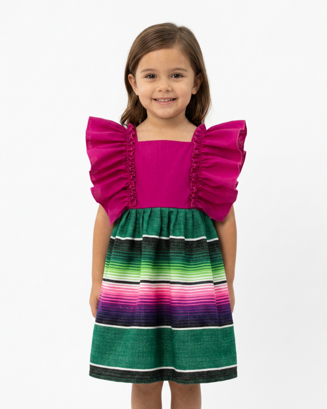 VESTIDO ADELITA TIPICO PATRIO SALTILLO PETO ROSA PURPURA