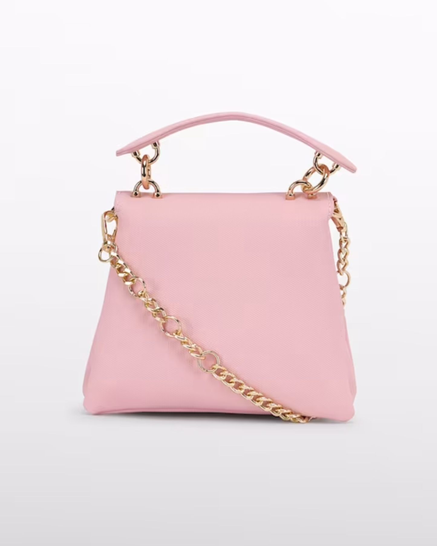 Bolso Trapecio Color Rosa, hebilla dorada