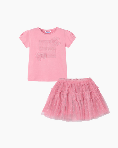 Conjunto falda rosa tul y camiseta