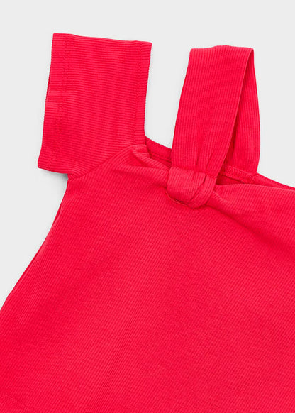 Camiseta asimétrica rojo persimón