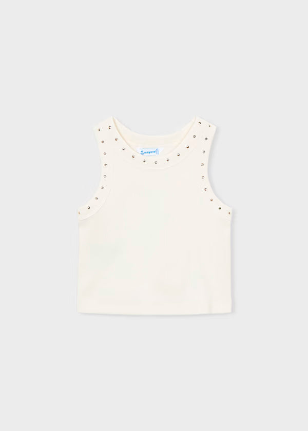 Camiseta crudo, tirantes con remaches