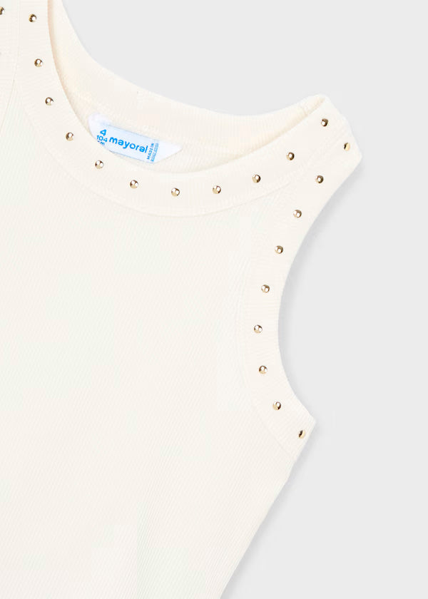 Camiseta crudo, tirantes con remaches