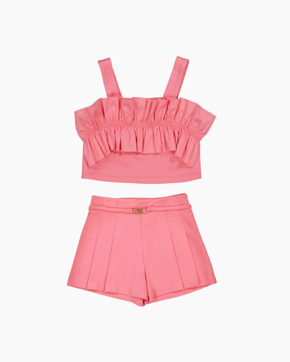 Set top volante y short geranio