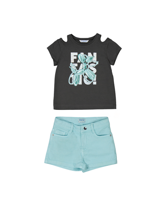 Conjunto camiseta y short azul agua