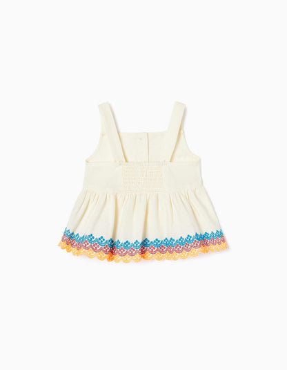 set short falda y blusa elementos bordados