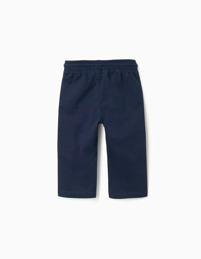 Pantalón ajustado de sarga con cordón para bebé niño, azul marino