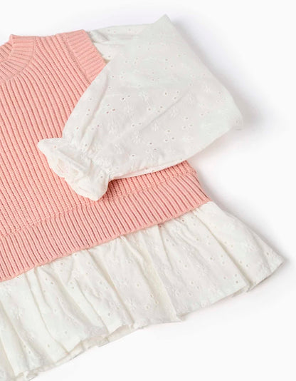Set blusa blanca con chaleco  + Short cuadros y flores