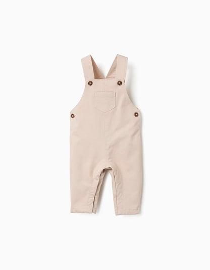 Peto de sarga con bolsillo delantero para recién nacido, beige claro