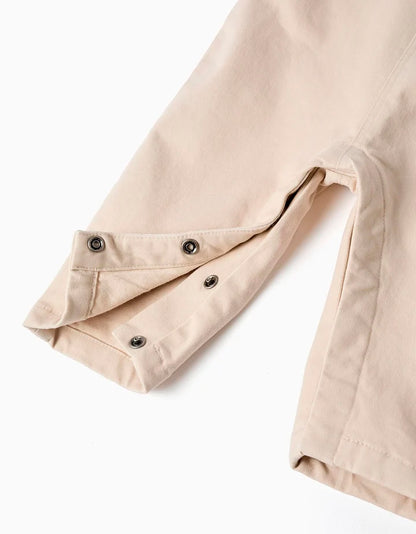 Peto de sarga con bolsillo delantero para recién nacido, beige claro