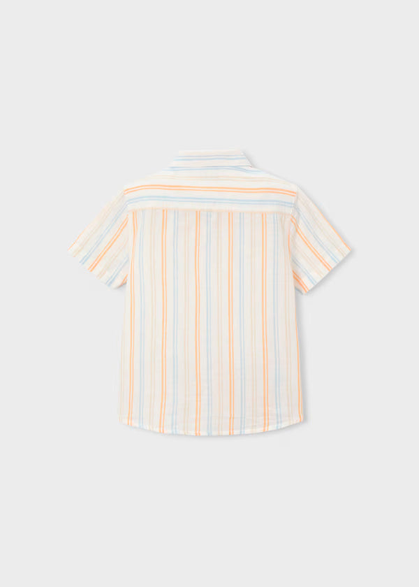 Camisa Lino Rayas Naranja Peach