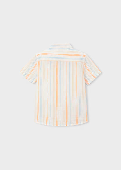 Camisa Lino Rayas Naranja Peach