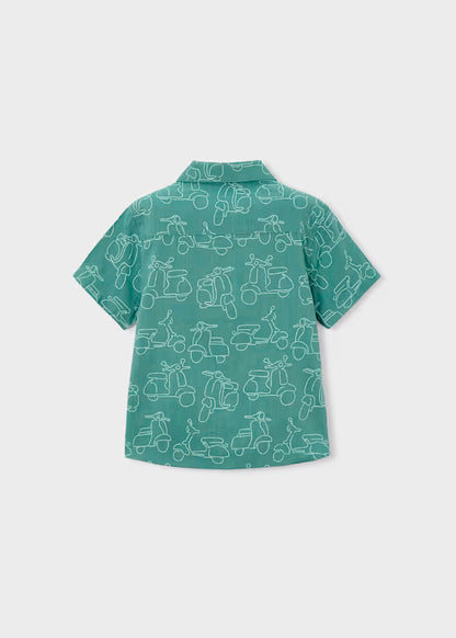 Camisa Manga Corta Estampada Verde Alga