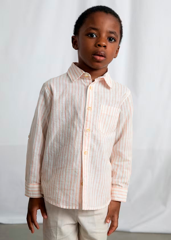 Camisa Manga Larga Lino Peach