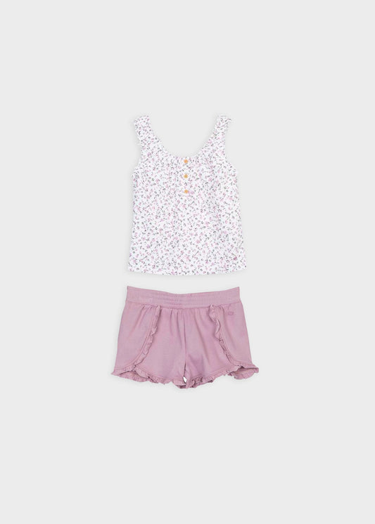 set camiseta flores y short olanes