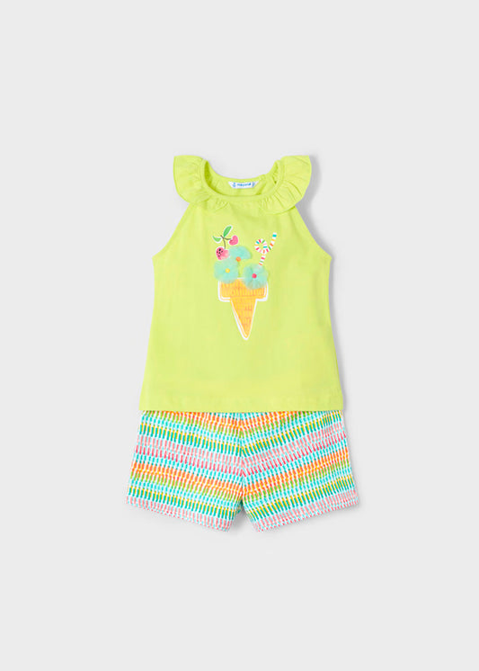 Conjunto short y playera helado limón, niña