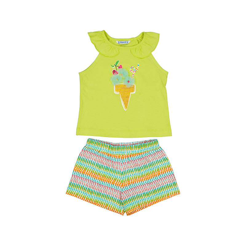 Conjunto short y playera helado limón, niña