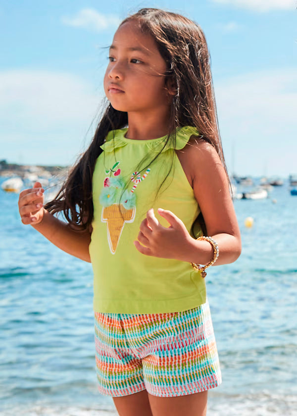 Conjunto short y playera helado limón, niña