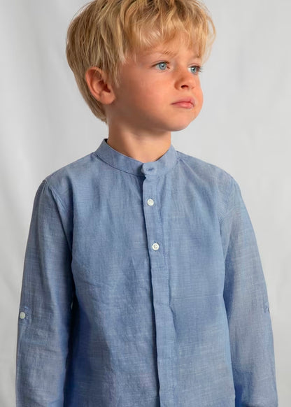 Conjunto de bermuda y camisa con lino de manga larga