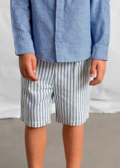 Conjunto de bermuda y camisa con lino de manga larga
