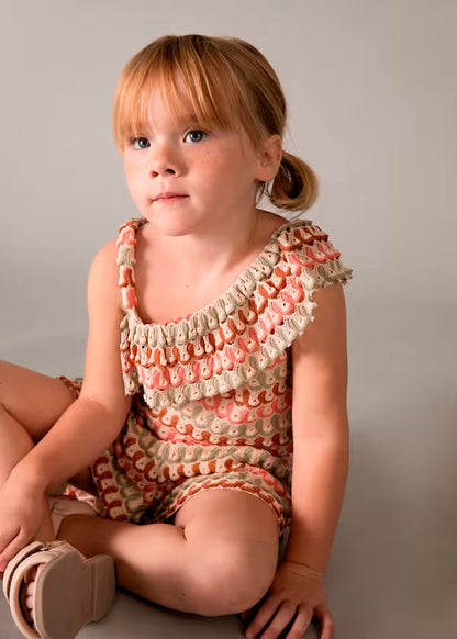 Conjunto short y top asimétrico mandarina