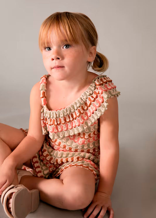 Conjunto short y top asimétrico mandarina