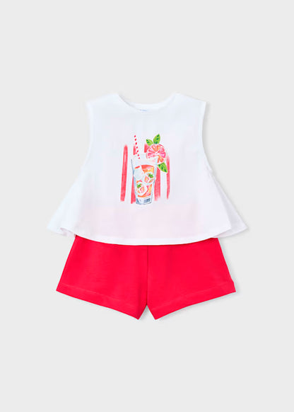 Conjunto camiseta y short rosa persimon