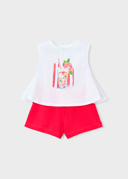 Conjunto camiseta y short rosa persimon