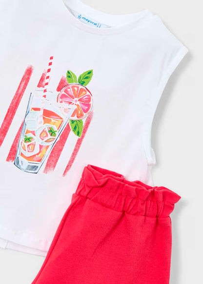Conjunto camiseta y short rosa persimon