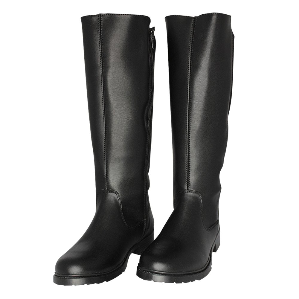 bota alta de piel negra, detalle trasero de hexagonos