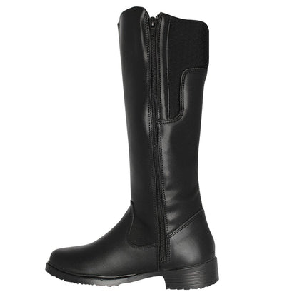 bota alta de piel negra, detalle trasero de hexagonos