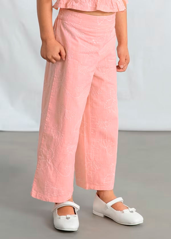 Conjunto pantalón largo y top fruncido, rosa blossom