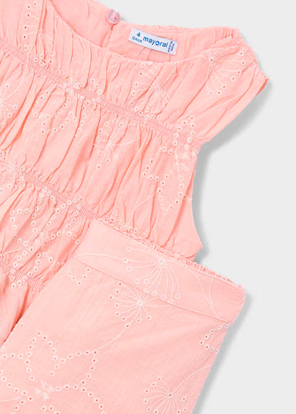 Conjunto pantalón largo y top fruncido, rosa blossom